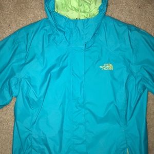 Blue North Face raincoat